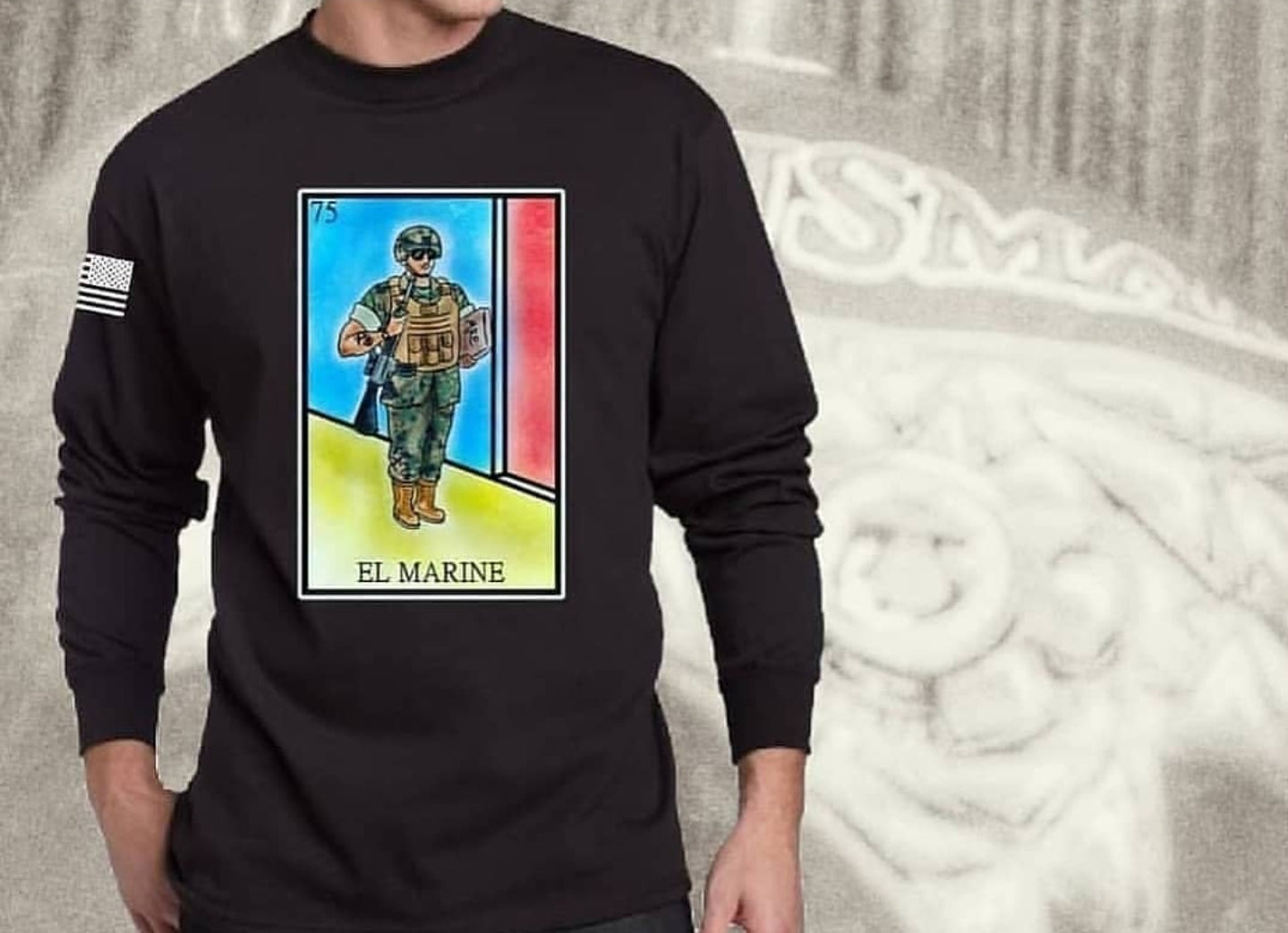 El Marine Loteria Long Sleeve T by La Linea MEXUSMAR