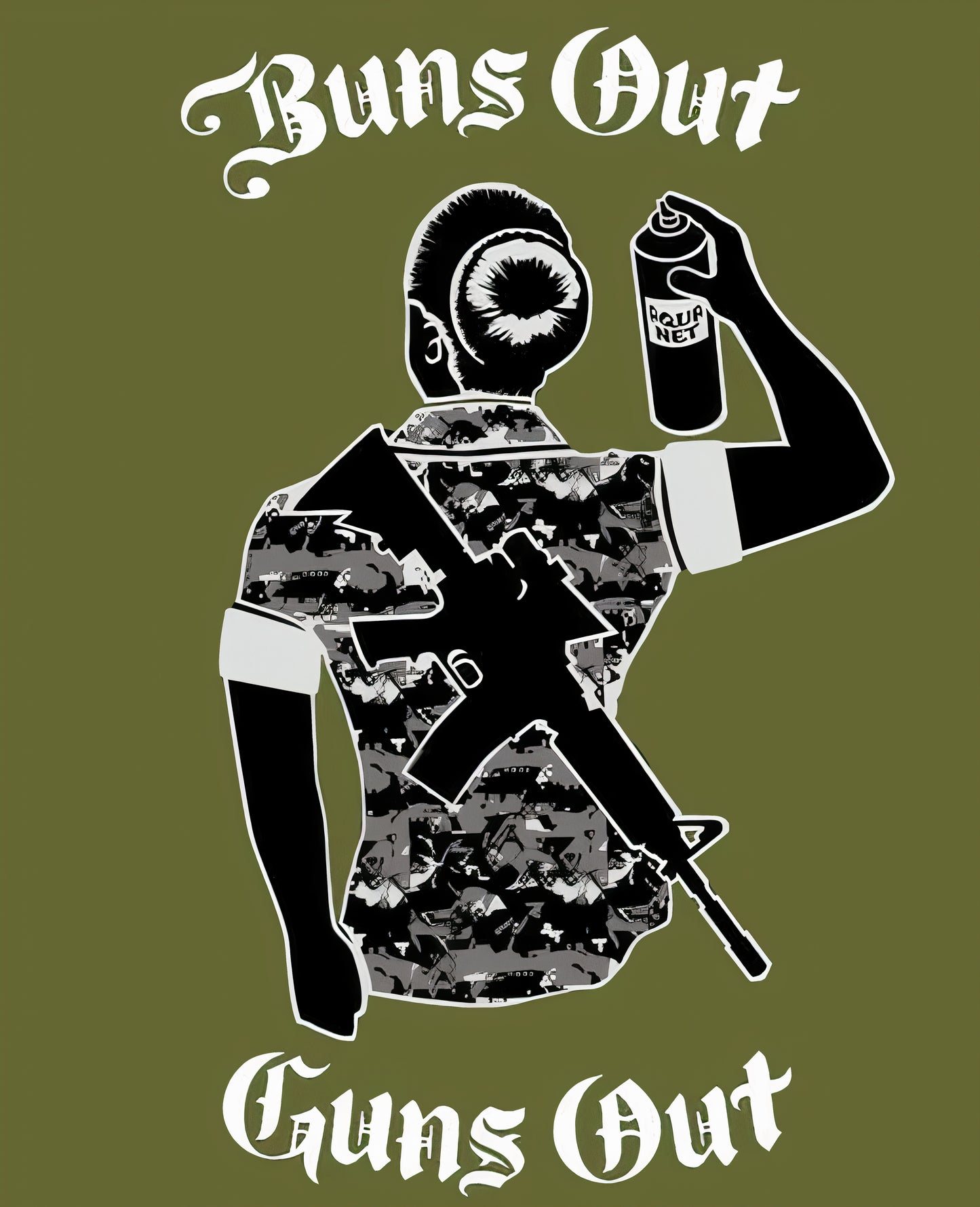 Buns Out Guns Out Olive Drab T- Shirt by La Linea MEXUSMAR