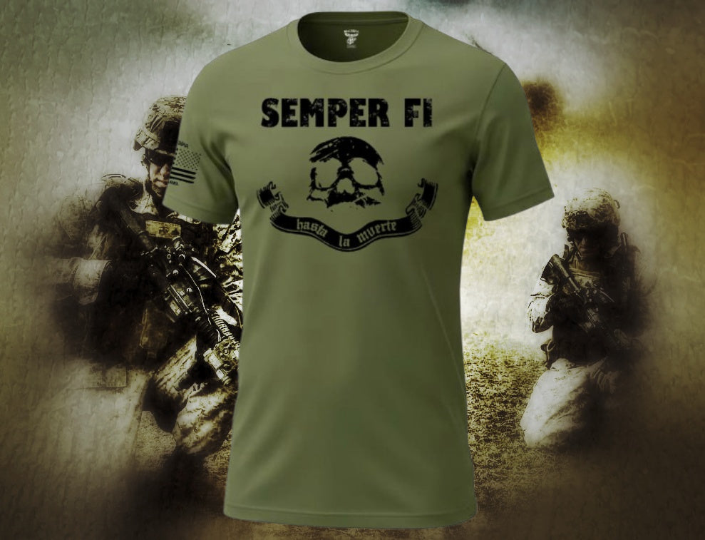 Semper Fi Hasta La Muerte T Shirt by La Linea MEXUSMAR
