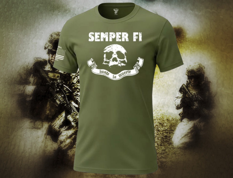 Semper Fi Hasta La Muerte T Shirt by La Linea MEXUSMAR