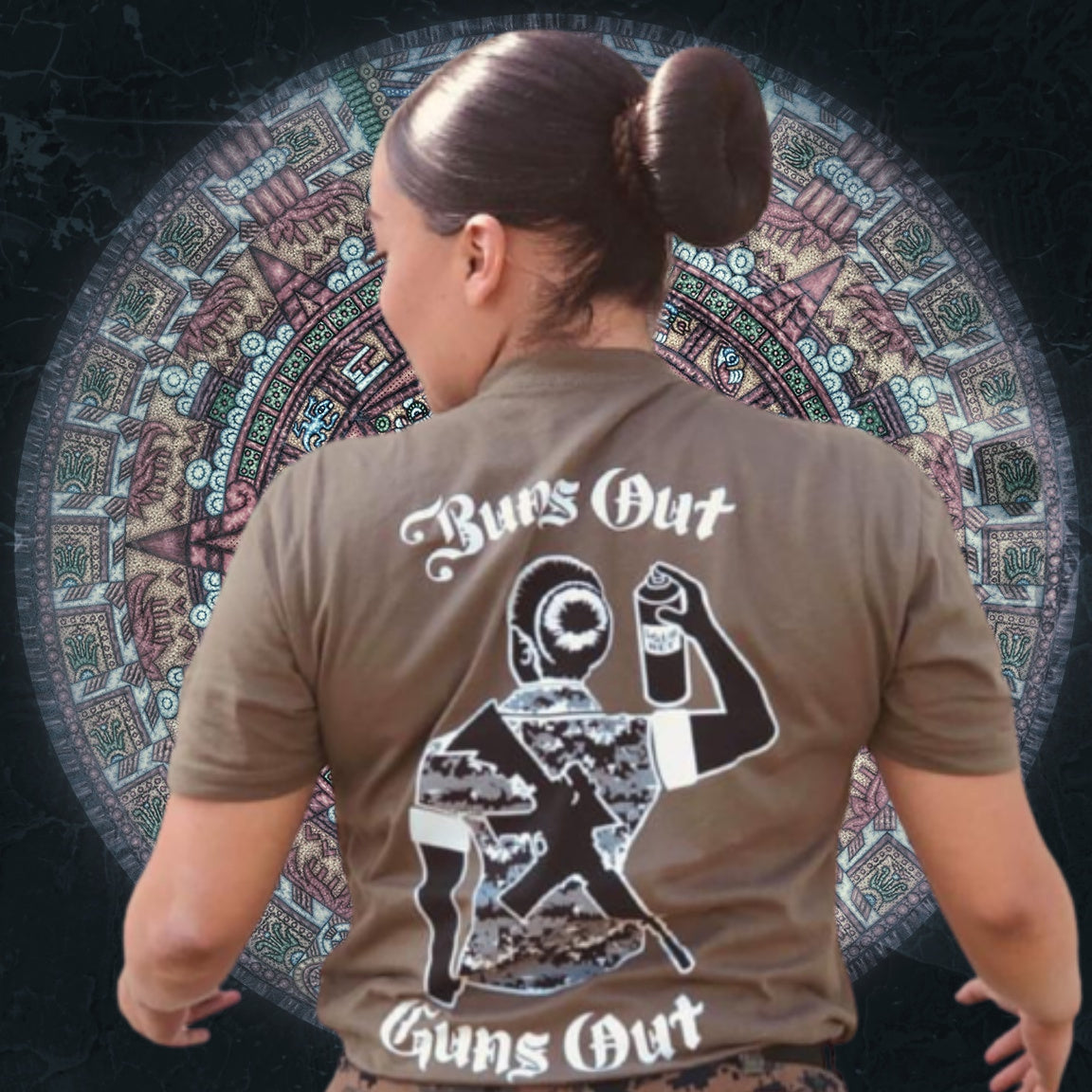 Buns Out Guns Out Olive Drab T- Shirt by La Linea MEXUSMAR