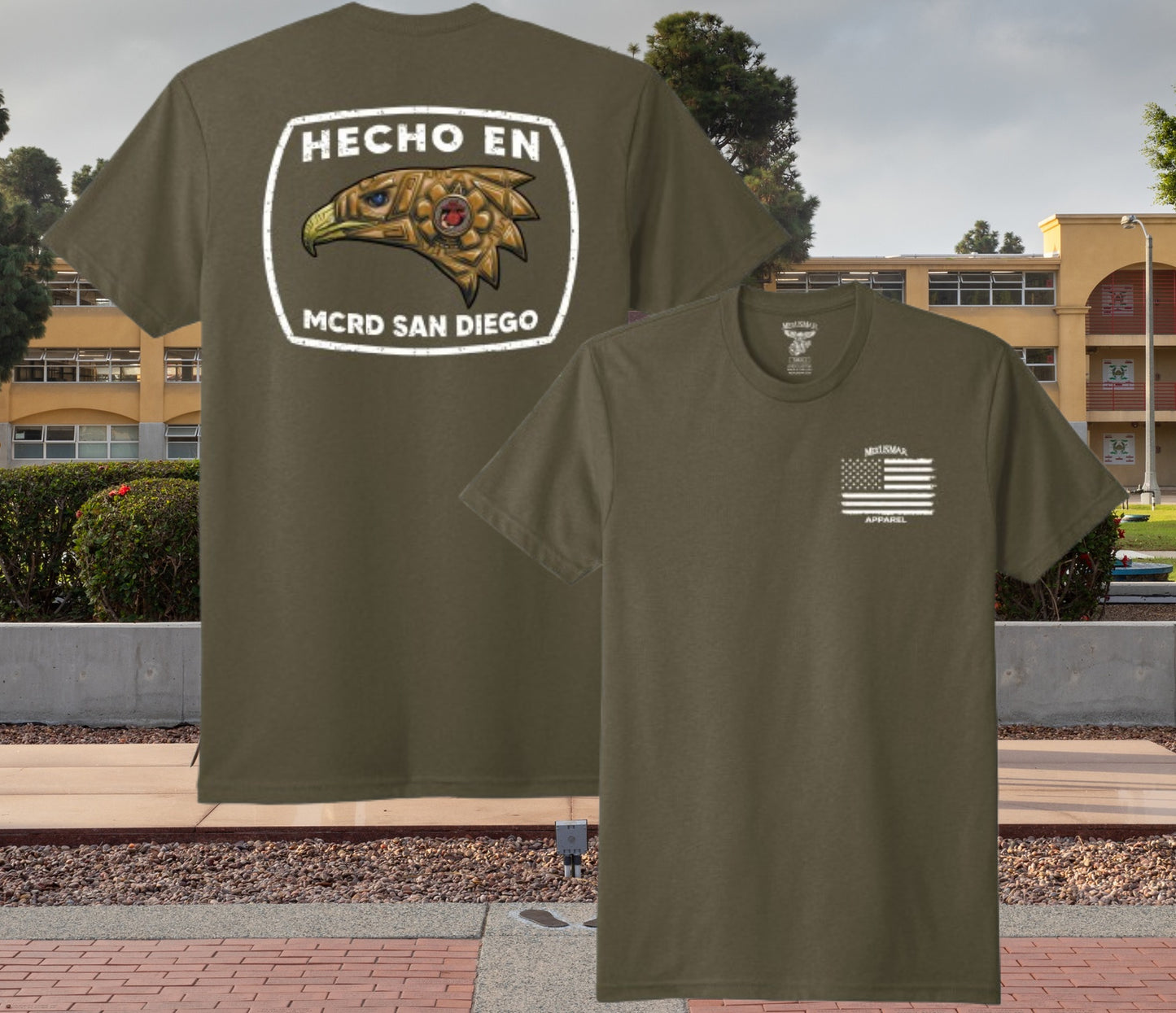 Hecho en MCRD San Diego/Parris Island T Shirt by MEXUSMAR Apparel