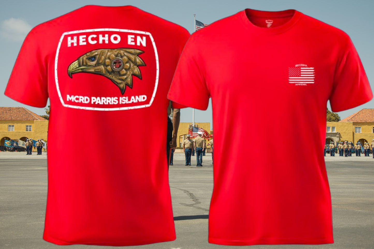 Hecho en MCRD San Diego/Parris Island T Shirt by MEXUSMAR Apparel